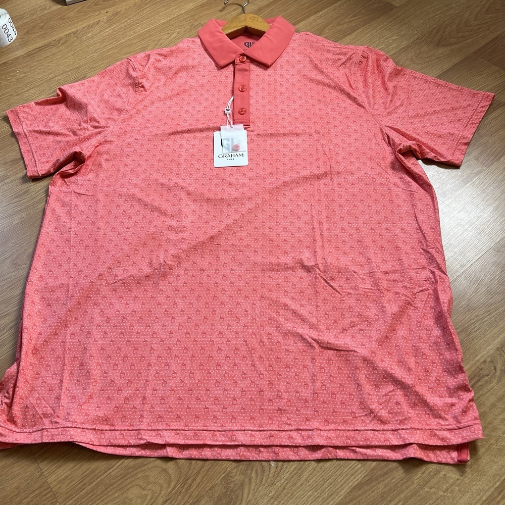 NWT Graham Luxe Mens Golf Polo Shirt Size XL Odin Georgia Peach MSRP $90